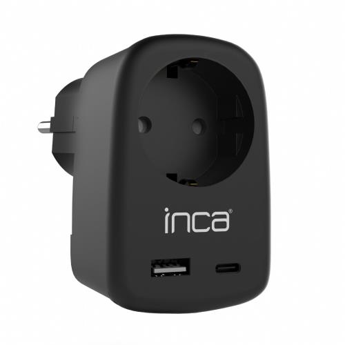 Inca IPW-42SY 1Port 12W USB+Type-C Akım Korumalı Duvar Priz-Siyah USB Girişi: 220V-250V~ 50/60HZ Çocuk Koruma Özelliği I